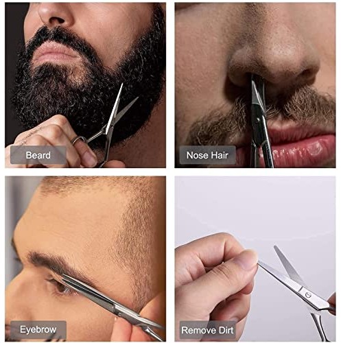 Suvorna 4.5" Beard Scissors, Mustache Scissors, Nose, Eyebrow & Ear Hair Scis...