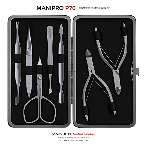 Suvorna 7Pcs Premium Manicure Set - Japanese Steel Nail/Cuticle Nippers, Nail...