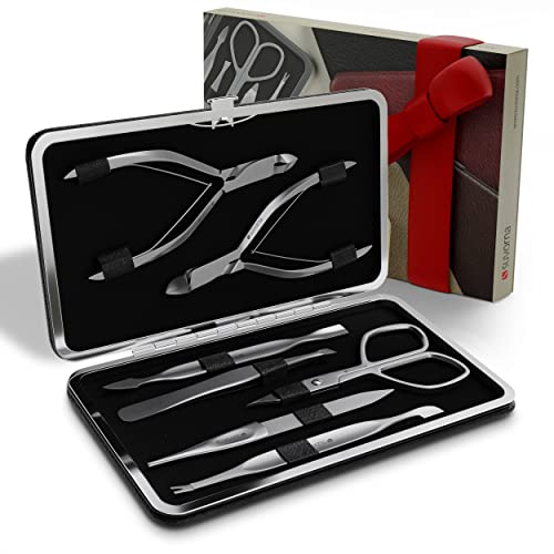 Suvorna 7Pcs Premium Manicure Set - Japanese Steel Nail/Cuticle Nippers, Nail...