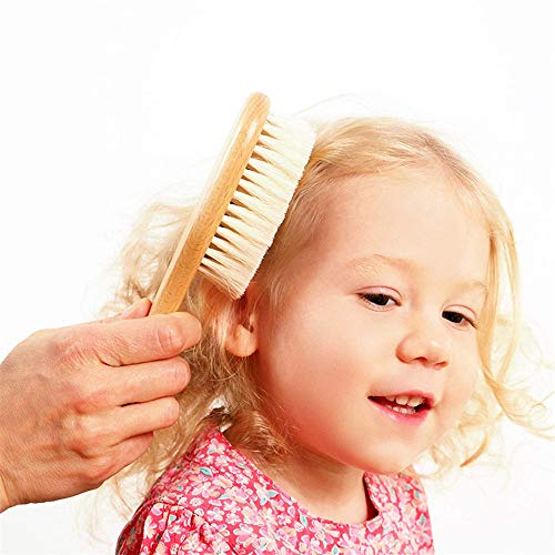 Baby Hair Brush and Comb Set, Newborns Toddlers Kids Natural Soft Goat Bristl...