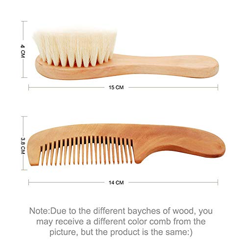 Baby Hair Brush and Comb Set, Newborns Toddlers Kids Natural Soft Goat Bristl...