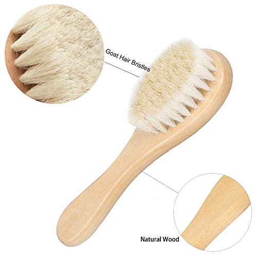 Baby Hair Brush and Comb Set, Newborns Toddlers Kids Natural Soft Goat Bristl...