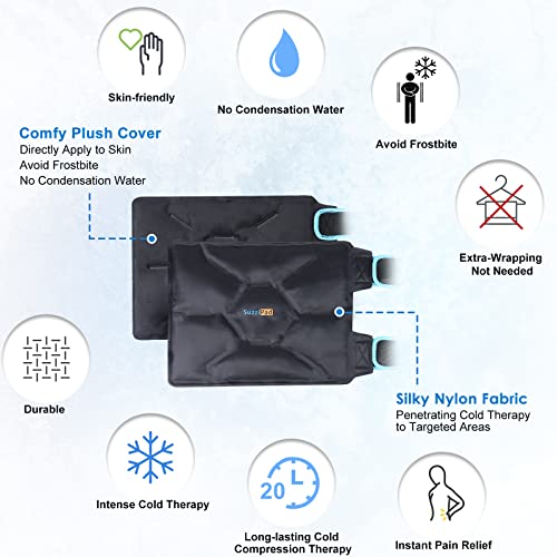 SuzziPad Knee Ice Pack for Injuries Reusable Gel Cold Pack with Cold Compress...