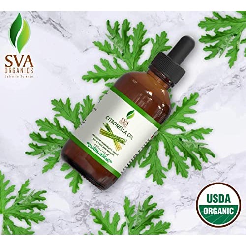 SVA Organics Citronella Essential Oil Organic USDA 4 Oz Pure Natural Therapeu...