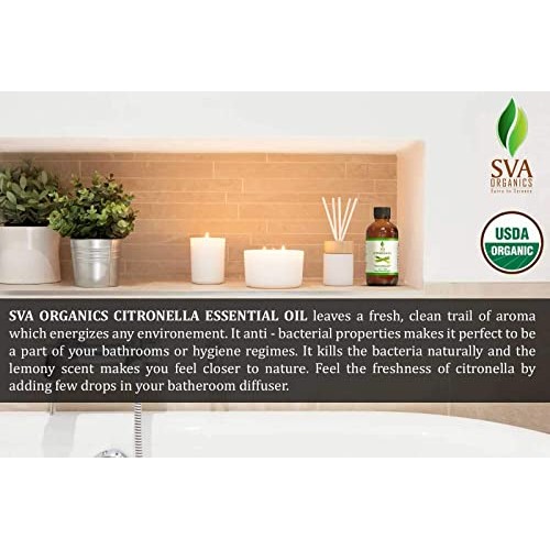 SVA Organics Citronella Essential Oil Organic USDA 4 Oz Pure Natural Therapeu...