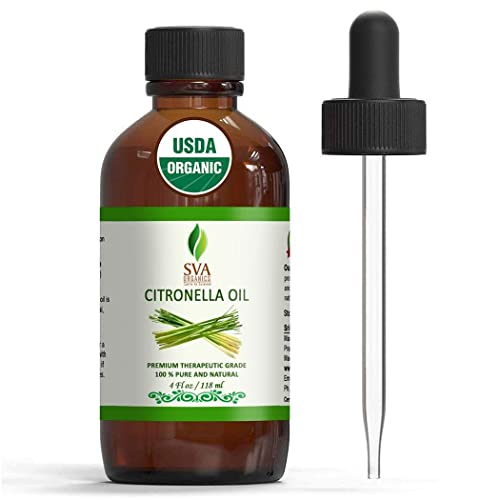 SVA Organics Citronella Essential Oil Organic USDA 4 Oz Pure Natural Therapeu...