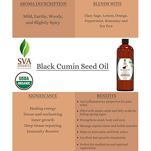 USDA Certified Organic Black Seed Carrier Oil (16 Oz)- Guaranteed 100% Pure &...