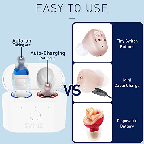 Hearing Aids by Svinz, Nano Hearing Amplifier, Rechargeable Hearing Earbuds f...