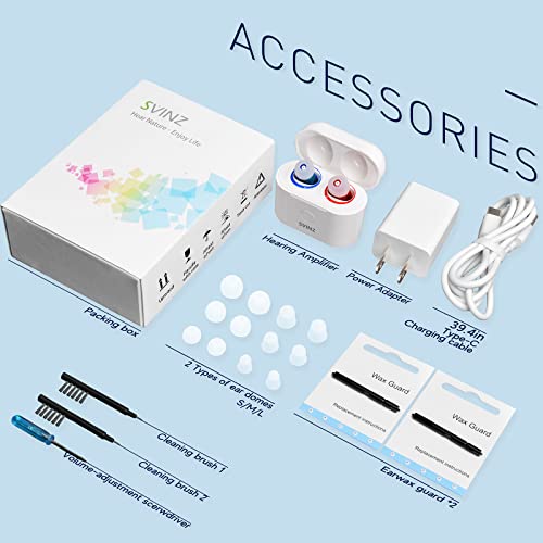 Hearing Aids by Svinz, Nano Hearing Amplifier, Rechargeable Hearing Earbuds f...