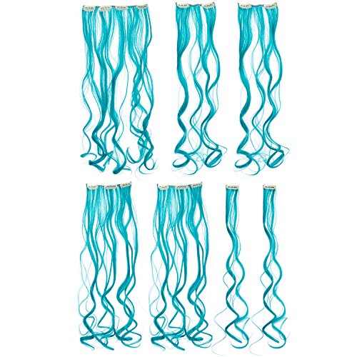 SWACC 7 Pcs Full Head Party Highlights Clip on in Hair Extensions Colored Hai...