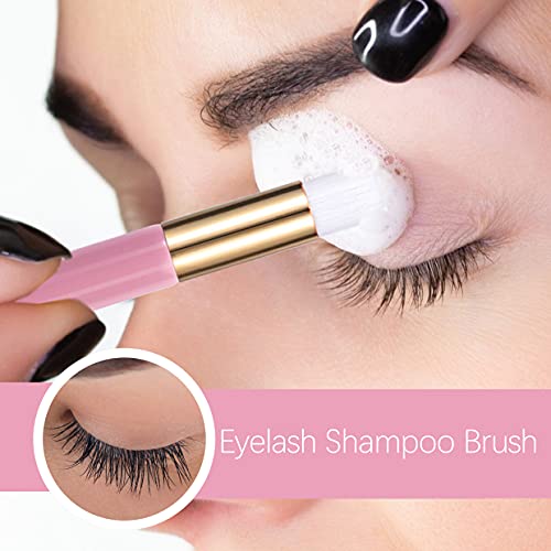 Swathie 40 Pieces Pink Lash Shampoo Brushes, Eyelash Extension Cleanser Brush...