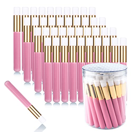 Swathie 40 Pieces Pink Lash Shampoo Brushes, Eyelash Extension Cleanser Brush...
