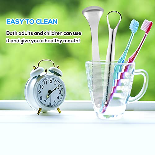 Premium 3pcs Metal Tongue Scraper Cleaner for Adults & Kids, Portable Stainle...