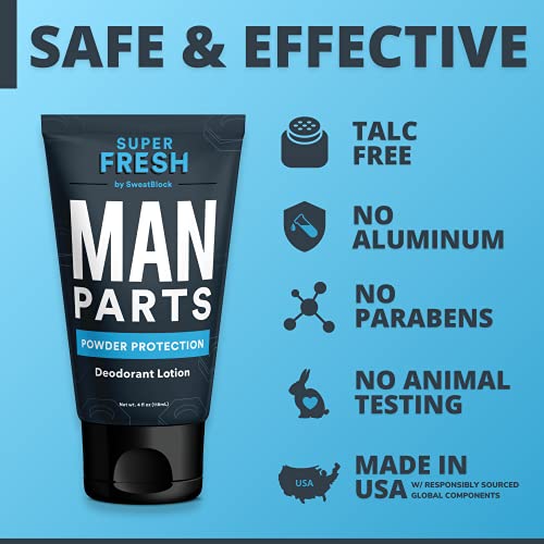 Super Fresh Man Parts Ball Deodorant for Men - Aluminum Free Powder Protectio...