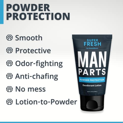 Super Fresh Man Parts Ball Deodorant for Men - Aluminum Free Powder Protectio...