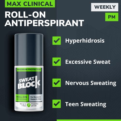 SweatBlock Antiperspirant Roll-on - Maximum Clinical Strength with DRIBOOST |...
