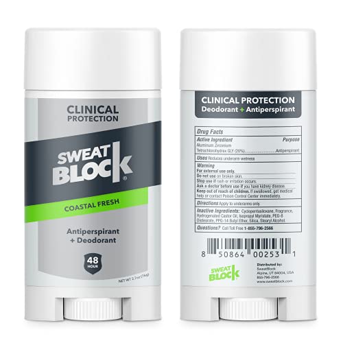 SweatBlock Clinical Strength Deodorant & Antiperspirant Solid for Men & Women...