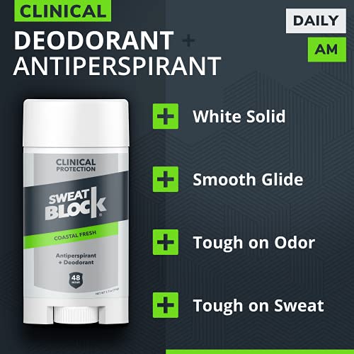 SweatBlock Clinical Strength Deodorant & Antiperspirant Solid for Men & Women...