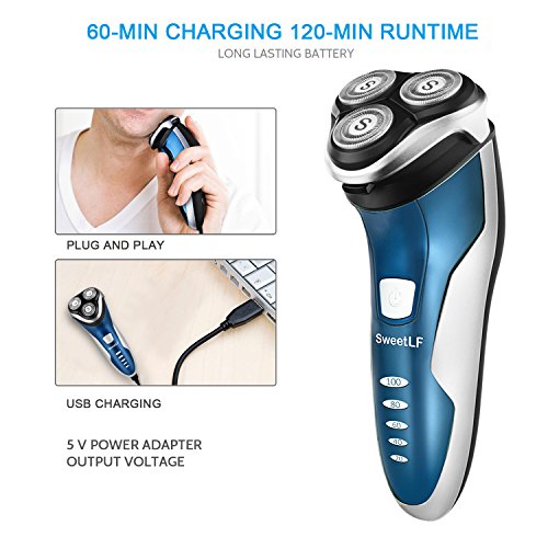 SweetLF 3D Rechargeable Waterproof IPX7 Electric Shaver Wet & Dry Rotary Shav...