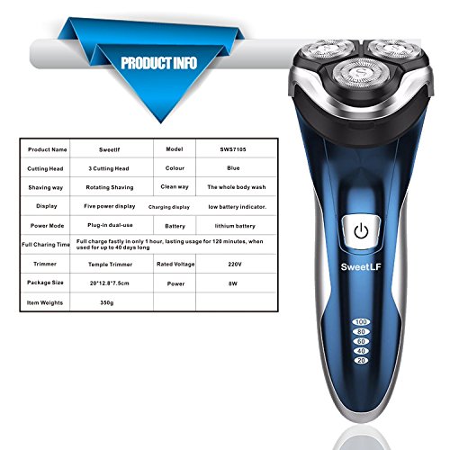 SweetLF 3D Rechargeable Waterproof IPX7 Electric Shaver Wet & Dry Rotary Shav...