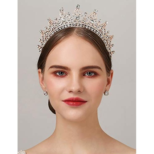 SWEETV Royal Wedding Crown Crystal Tiara for Women Bridal Headpiece Pageant H...
