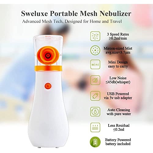 Portable Nebulizer for Kids and Adults, 3 Speed Rates Handheld Nebulizer Mach...