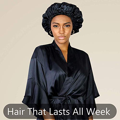 Hair Bonnet for Thick, Natural, Curly Hair | No-Slip, No-Stain, Satin & Velve...