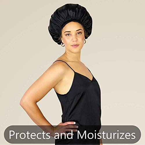 Hair Bonnet for Thick, Natural, Curly Hair | No-Slip, No-Stain, Satin & Velve...