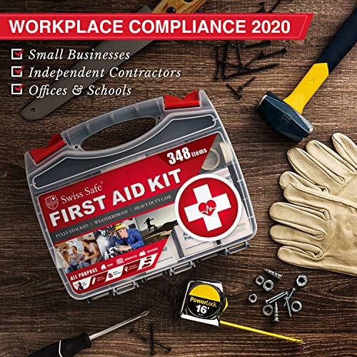 Swiss Safe 2-in-1 Hardcase First Aid Kit (348 Piece) + Bonus Mini Kit (32 Pie...