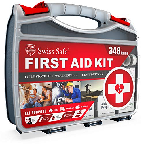 Swiss Safe 2-in-1 Hardcase First Aid Kit (348 Piece) + Bonus Mini Kit (32 Pie...