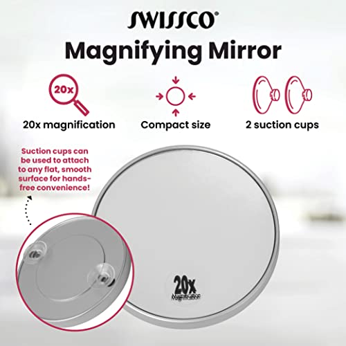 Swissco 20x Magnifying Mirror W. 2 Suction Cups (SYB-TAM)