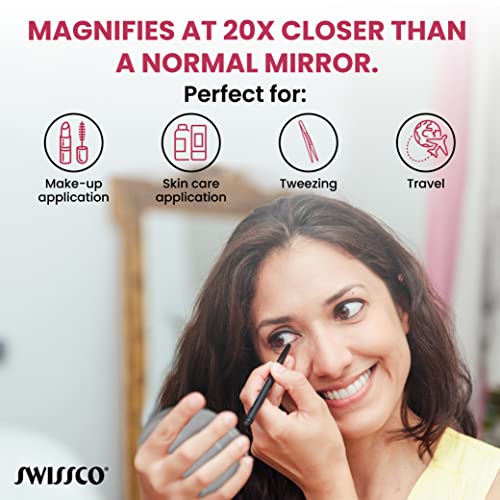 Swissco 20x Magnifying Mirror W. 2 Suction Cups (SYB-TAM)