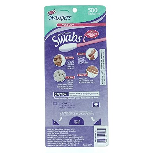 Swisspers Double Tipped Cotton Swabs 500 ea (Pack of 2)