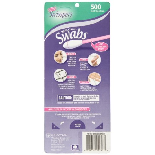 Swisspers Hot Colored Swab-500 ct (Color May Vary)