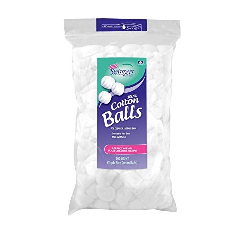 Swisspers Multi Care Cotton Balls, Triple Size, 200 Count, 4.75-Ounce (Pack o...