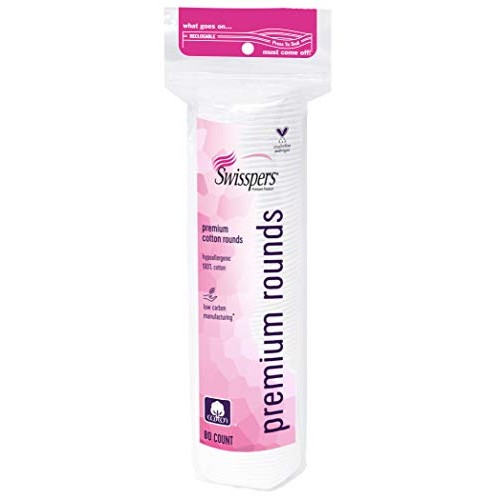 Swisspers Premium Cotton Rounds, Hypoallergenic, 80 Count, Pack of 6 (480 Rou...