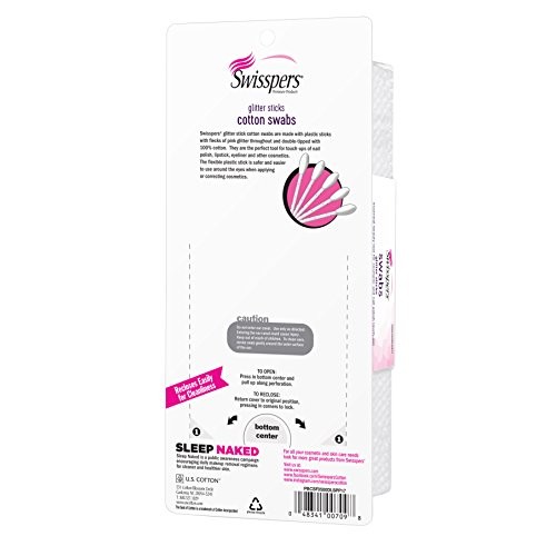 Swisspers Premium Cotton Swabs, 100% Pure Cotton Tips, Glitter Style Plastic ...