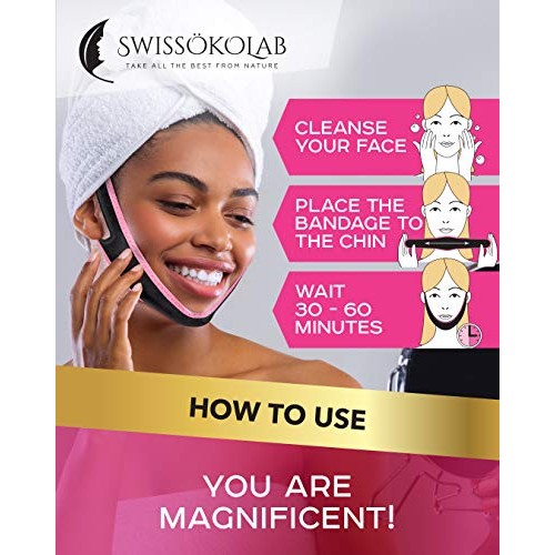 SWISSOKOLAB Reusable Face Slimming Strap Double Chin Reducer V Line Mask Chin...