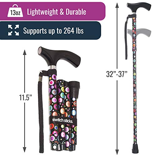Switch Sticks Walking Cane for Men or Women, Foldable and Adjustable from 32-...