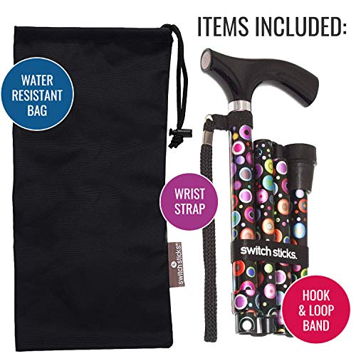 Switch Sticks Walking Cane for Men or Women, Foldable and Adjustable from 32-...