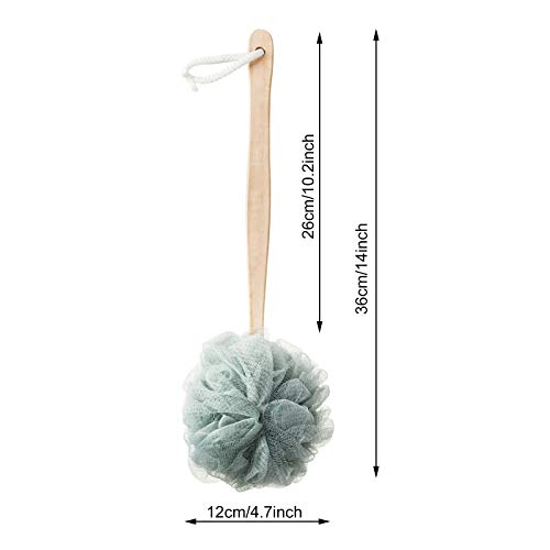 4 Pack Large Bath Puff Loofah Sponge With Long Handle Shower Loofah, Bath Bod...