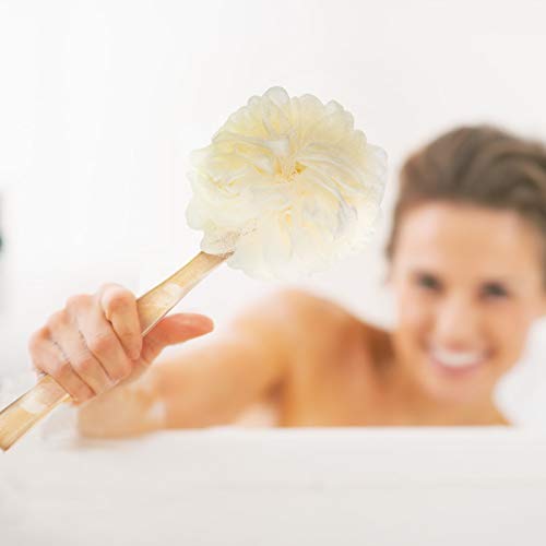 4 Pack Large Bath Puff Loofah Sponge With Long Handle Shower Loofah, Bath Bod...