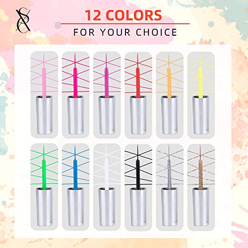 SXC Cosmetics G-41 Nail Art Gel Liner Set 12 Black White Red Pink Colors Gel ...