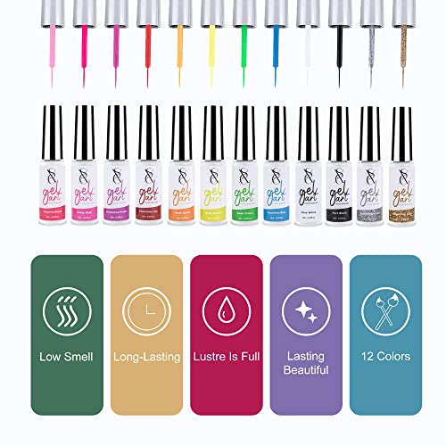 SXC Cosmetics G-41 Nail Art Gel Liner Set 12 Black White Red Pink Colors Gel ...