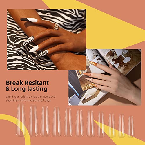 SXC Cosmetics G-43 XXL Nail Tips Glue Gel Kit with 240PCS XXL Coffin Nail tip...