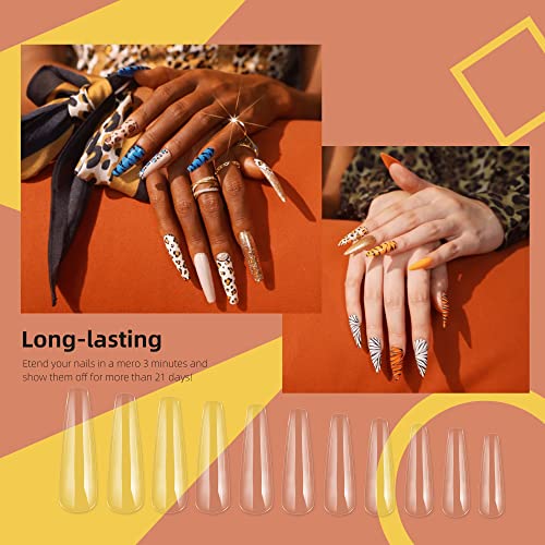 SXC Cosmetics G-43 XXL Nail Tips Glue Gel Kit with 240PCS XXL Coffin Nail tip...