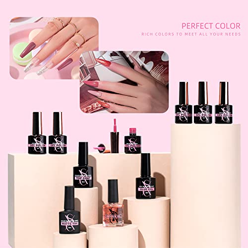 SXC Cosmetics G-45 Pink Gel Nail Polish Kit with XXL Nail Tips and Glue Gel N...