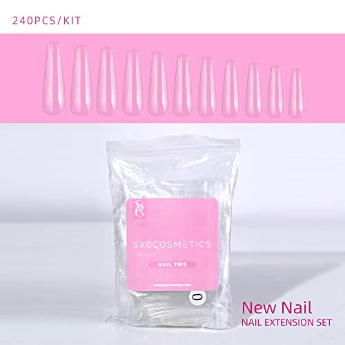 SXC Cosmetics G-45 Pink Gel Nail Polish Kit with XXL Nail Tips and Glue Gel N...