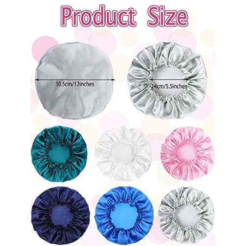 6 Pieces Sleep Cap Satin Bonnet Sleeping Hat Soft Elastic Night Hair Cover fo...