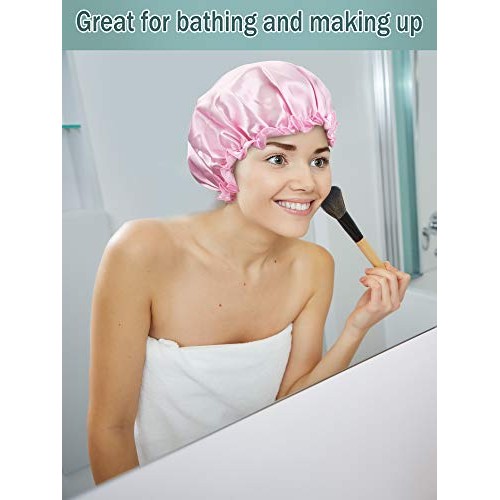 6 Pieces Sleep Cap Satin Bonnet Sleeping Hat Soft Elastic Night Hair Cover fo...